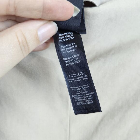 Chicos So Slimming Brigitte Ankle Pants Size 2 US 12 L Beige Pull On Flat Front - Picture 11 of 13